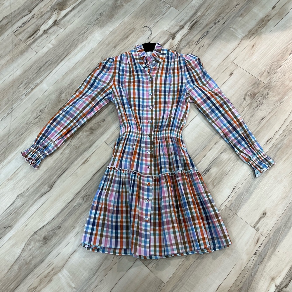 HUNTER BELL Colorful Plaid Long Sleeve Dress - Picture 1 of 4